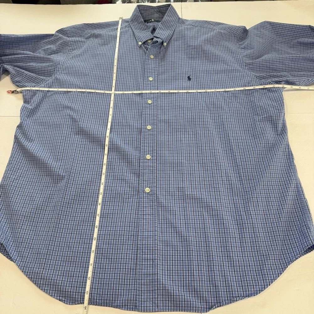 Polo Ralph Lauren Blue‎ Plaid Cotton Button Down Blake Shirt XL